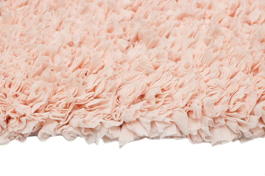 THE HOME TALK Luxury Shag Bath Rug |Premium Carpet for Shower, Vanity, Bath Tub, Sink & Toilet |Handmade Cotton Bathmat |Anti-Skid Back |Super Absorbent Chindi Shaggy Bath Rug